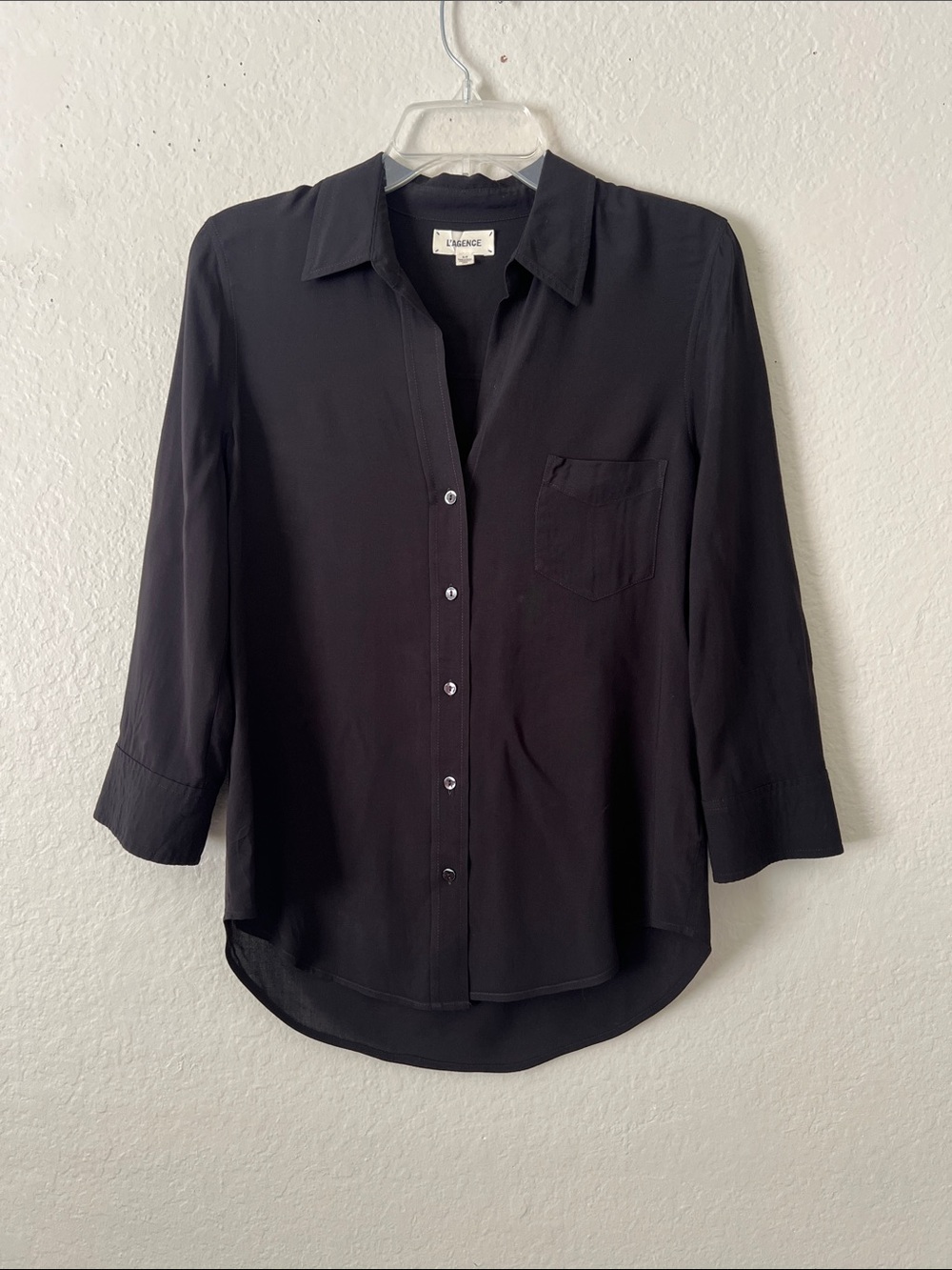 Like New! L'AGENCE Button Down Shirt 100% Viscose Black Size XS